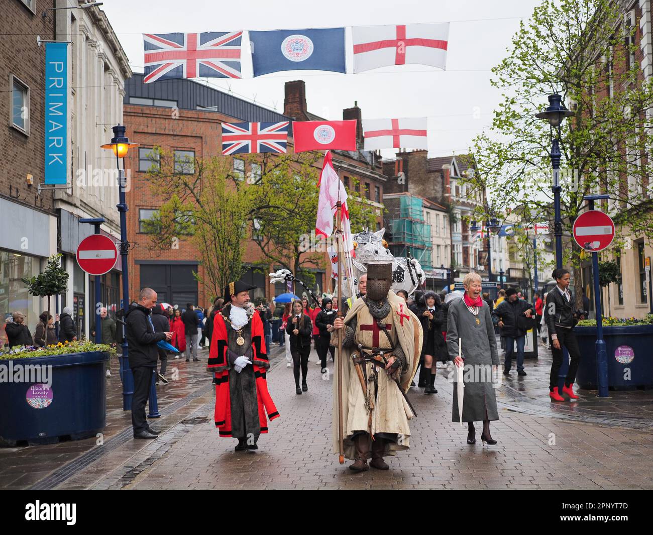 Gravesend, Kent, UK. 21st April, 2023. Coronation flags seen above ...