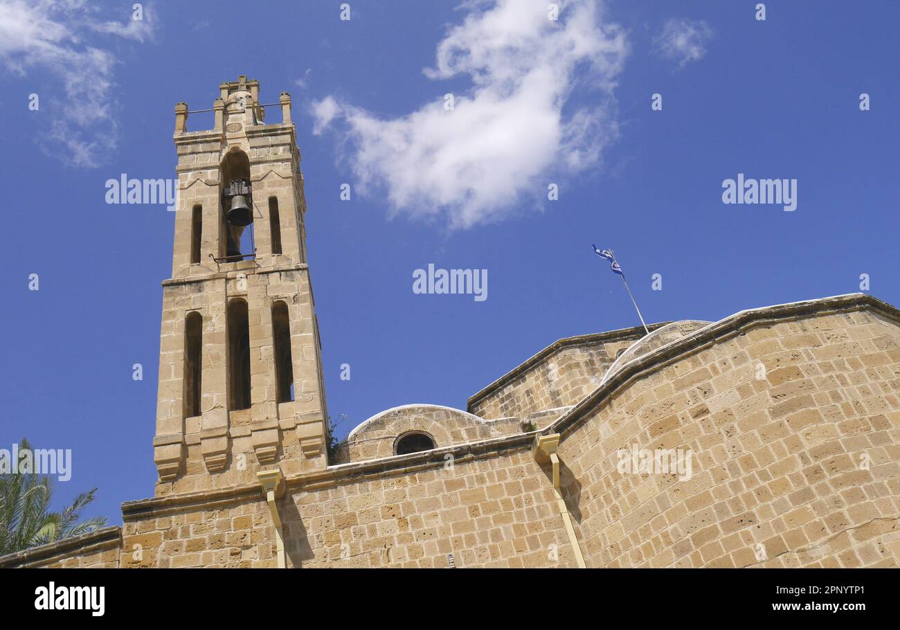 Bell tower of the Archangel Michael Trypiotis Greek Orthodox Church, South Nicosia, Republic of Cyprus Stock Photo