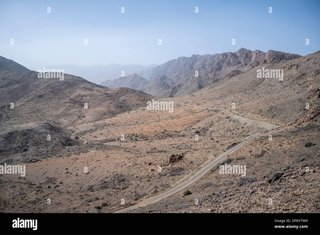 Mountain pass on the road to Tafraout. Stock Photo