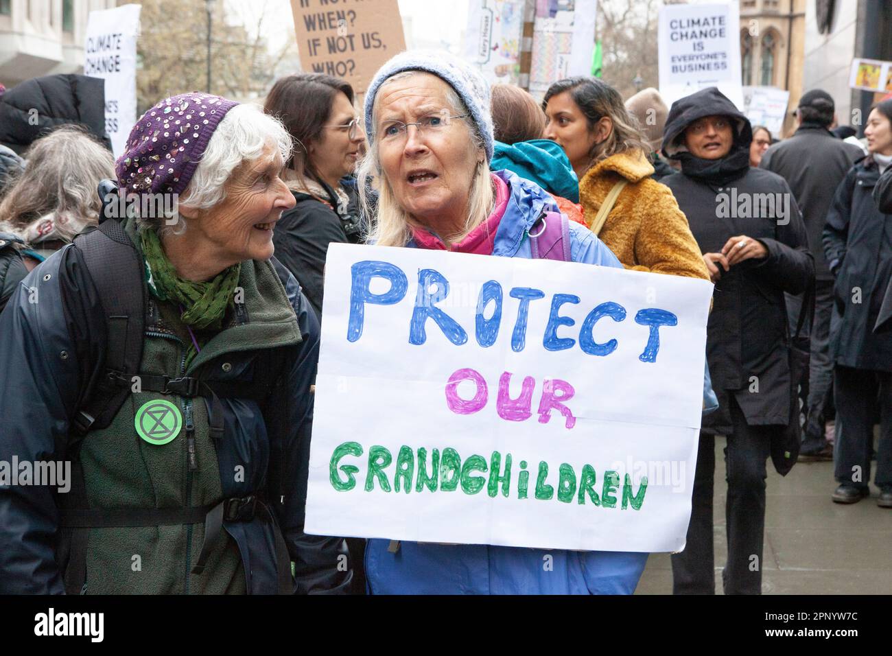 London, UK. 21st Apr, 2023. Extinction Rebellion protesters defied the rain in Westminster, with groups of protestors targeting different government ministries. A launch for 'The Big One' was held on College Green opposite the Houses of Parliament and protests will continue for the next 4 days. Credit: Anna Watson/Alamy Live News Stock Photo