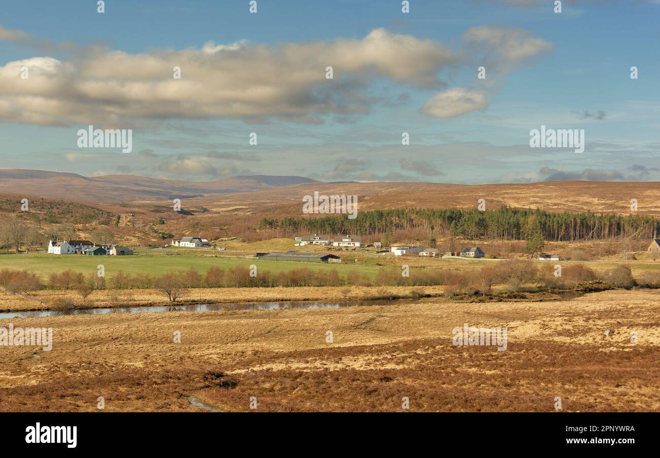 Altnaharra Sutherland Scotland looking over the River Mudale to the ...