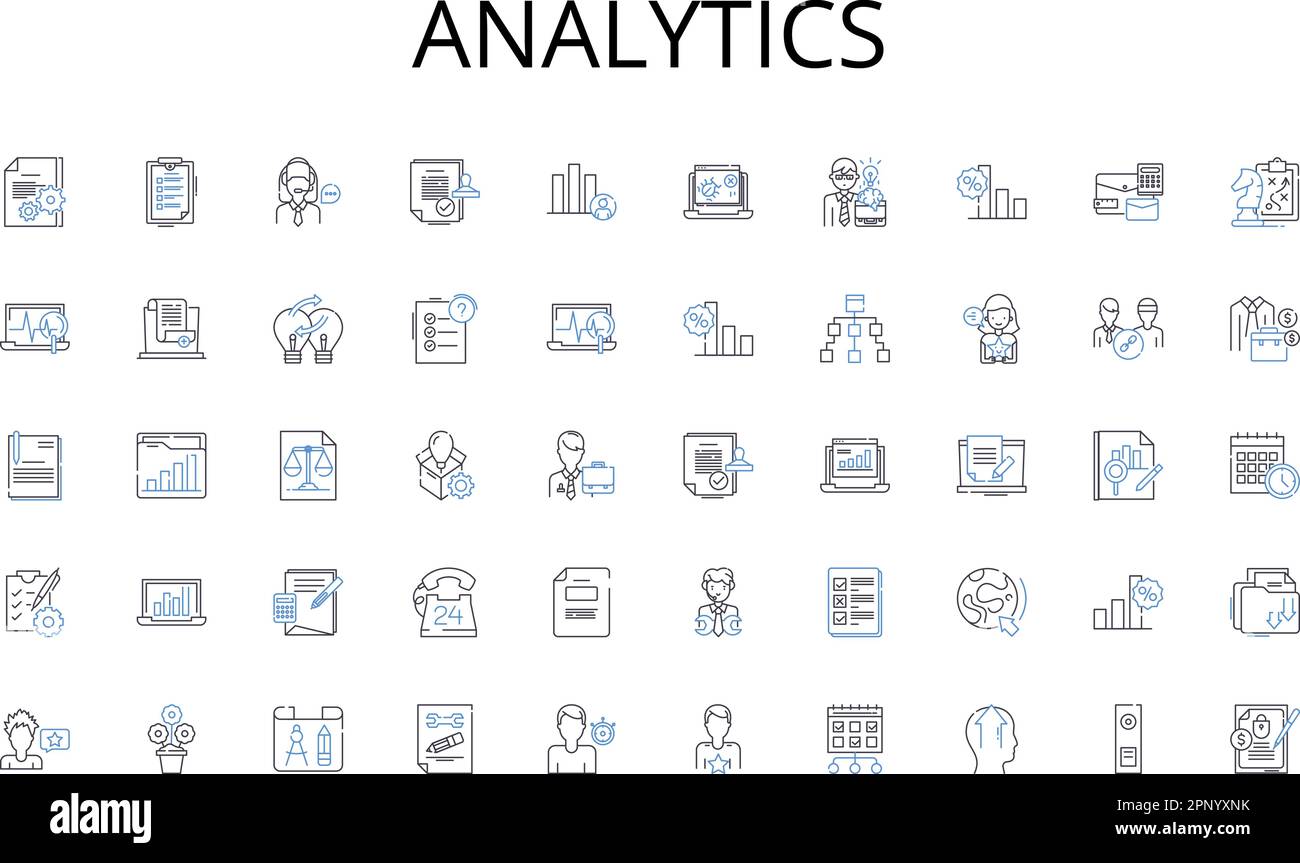 Analytics line icons collection. Genetics, Proteomics, Bioreactor, Microbiology, Cloning, Antibodies, Cellulose vector and linear illustration Stock Vector