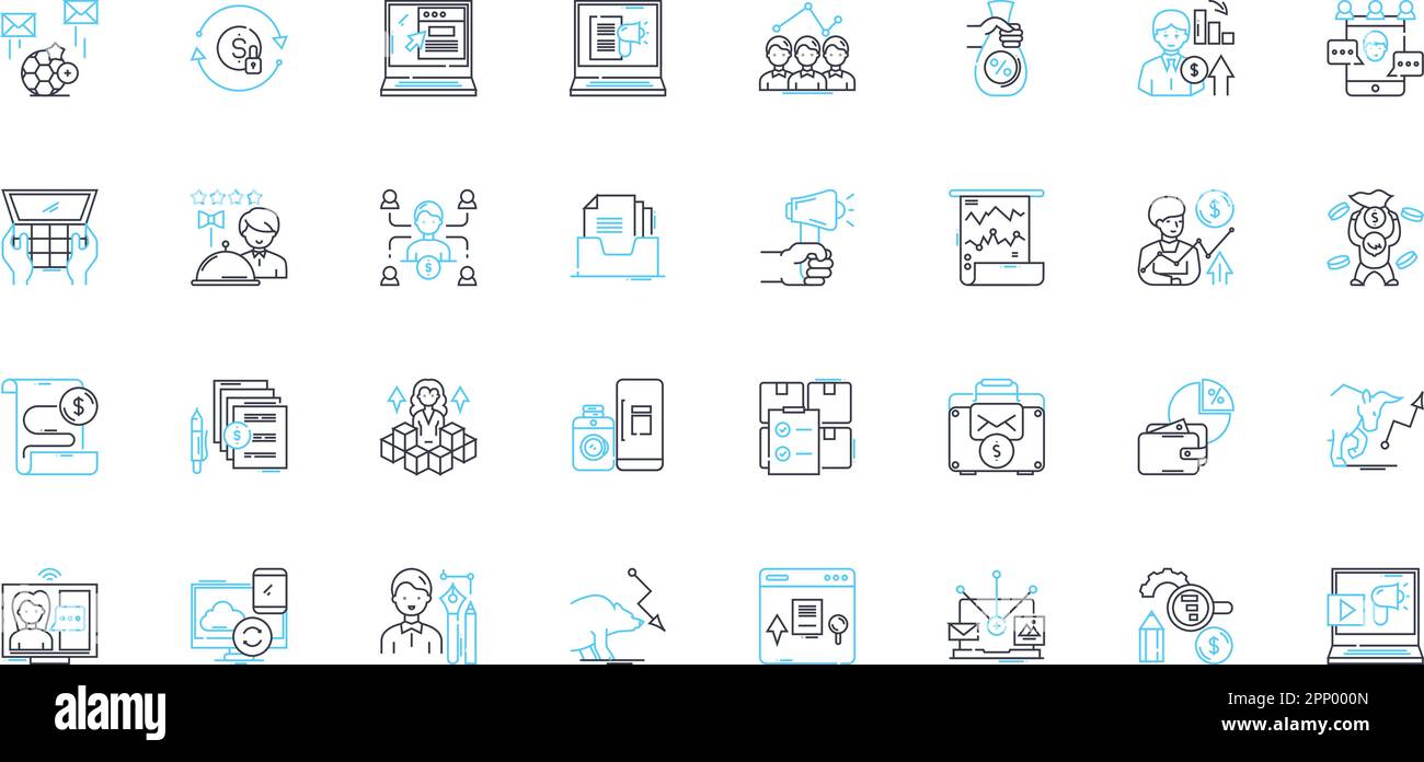 Financial containment linear icons set. Budgeting, Saving, Frugality ...