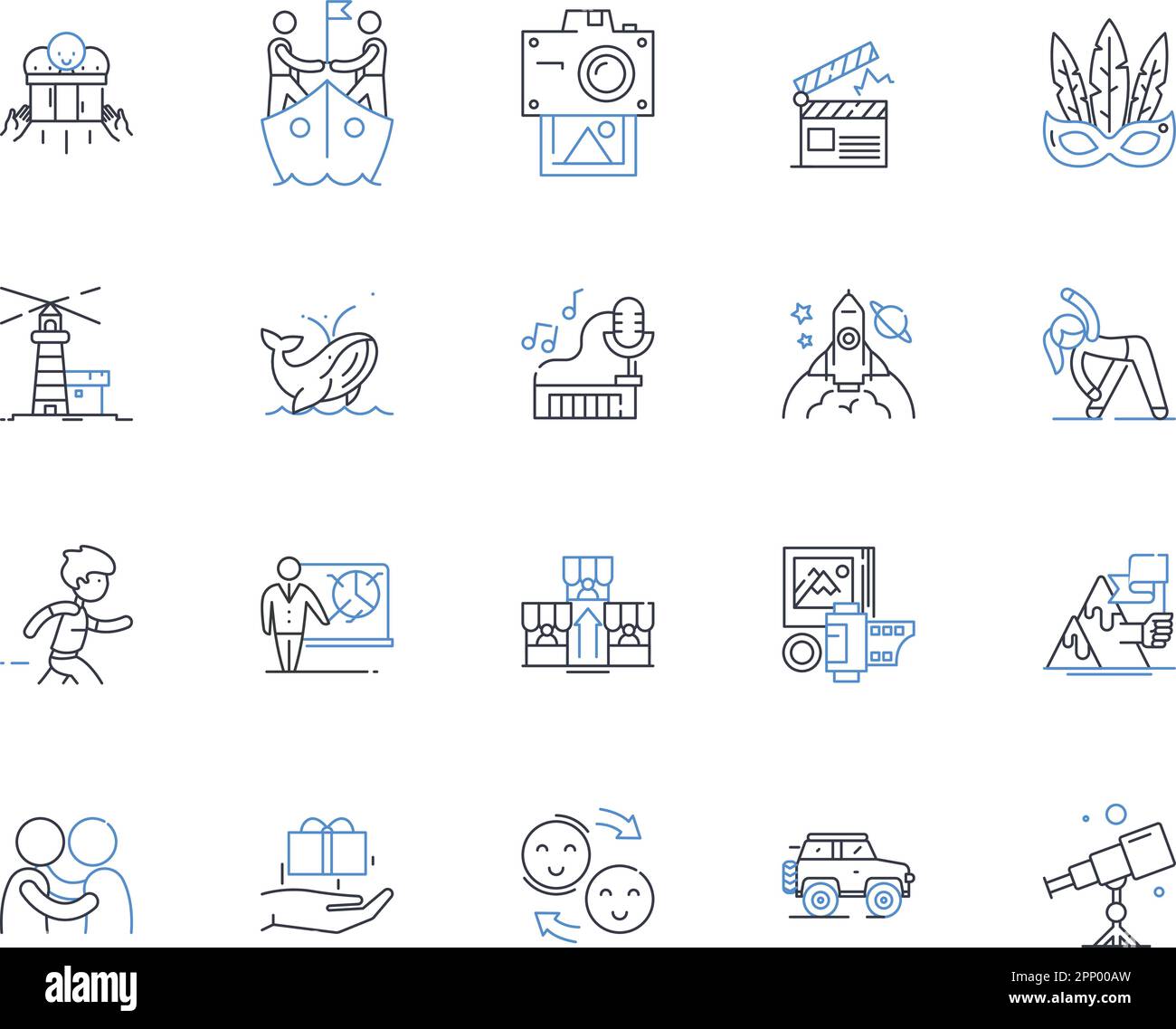 Vacation coordinator line icons collection. Planner, Organizer 