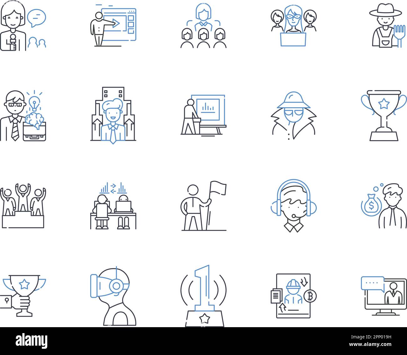 Task and command line icons collection. Directive, Instruction, Order, Comply, Execute, Composure, Delegation vector and linear illustration Stock Vector