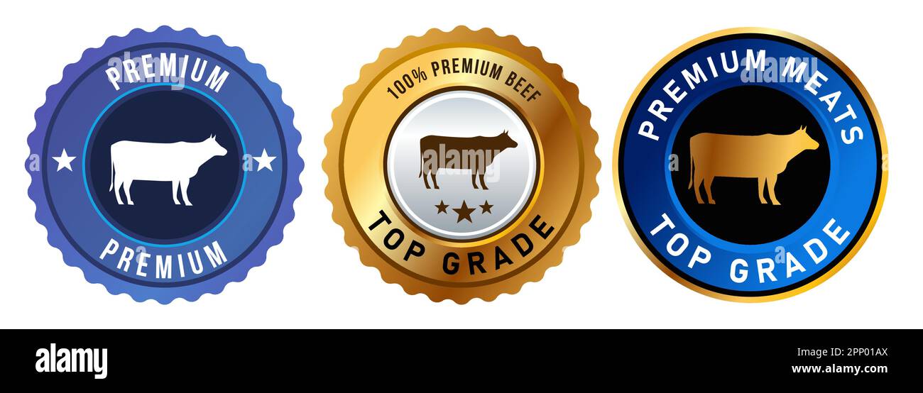 Top grade premium meats beef cow butcher symbol of top grade crown