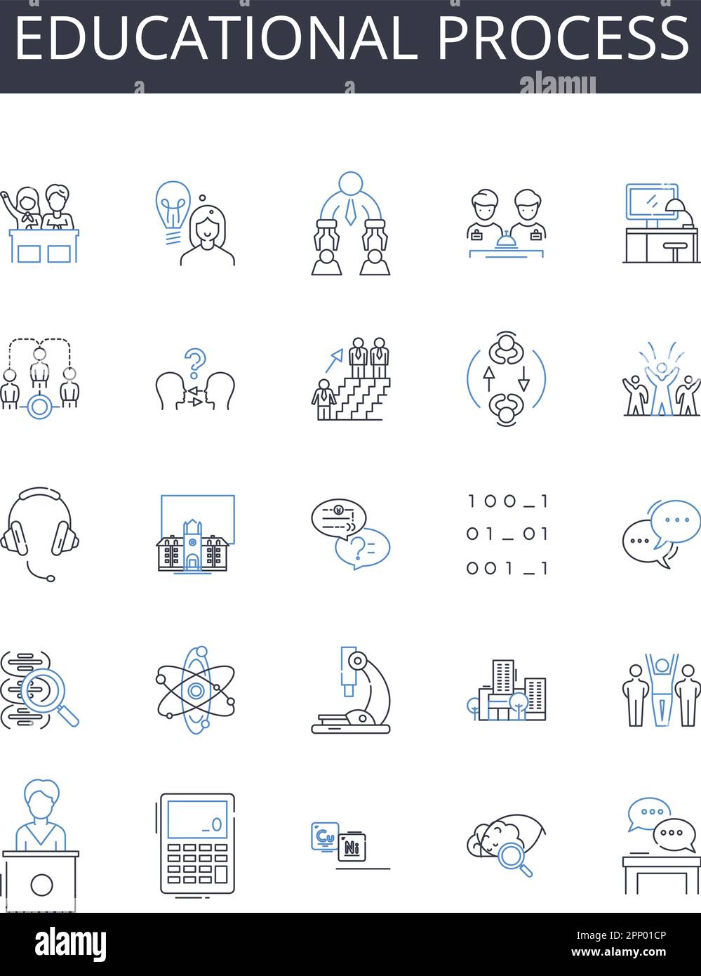 Educational process line icons collection. Learning journey ...