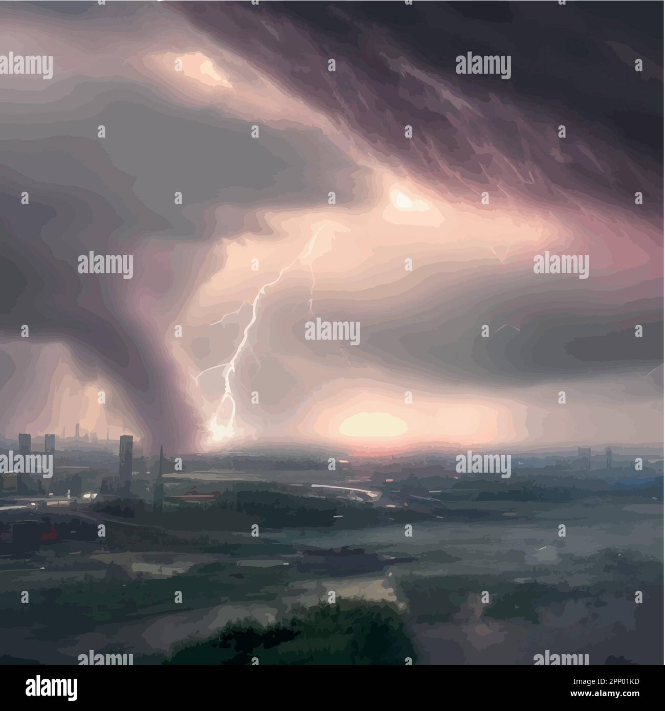 Tornado disaster. Natural disaster with hurricane. Power twisted storm