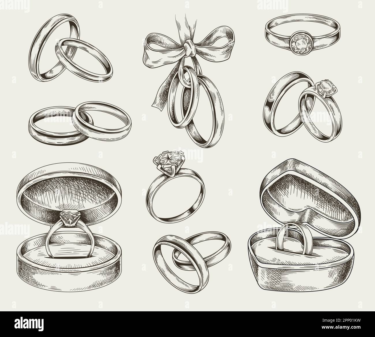 Wedding rings sketch set Stock Vector Image & Art - Alamy