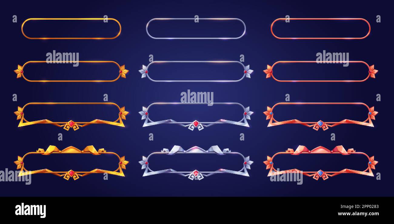 Cartoon set of medieval frames for game ui design. Vector illustration ...