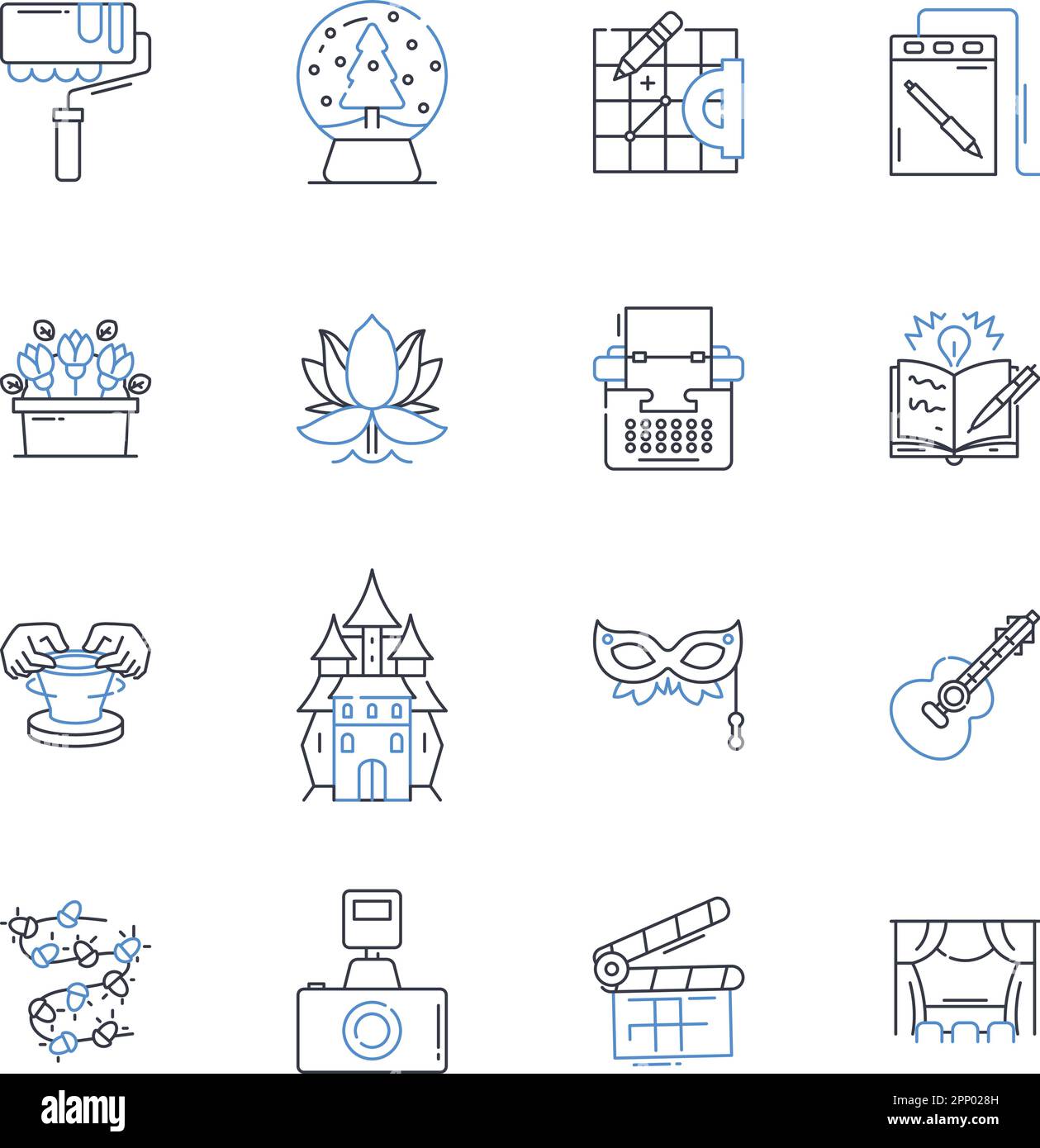 Marketing tactics line icons collection. Segmentation, Targeting, Positioning, Branding, Awareness, Differentiation, Promotion vector and linear Stock Vector