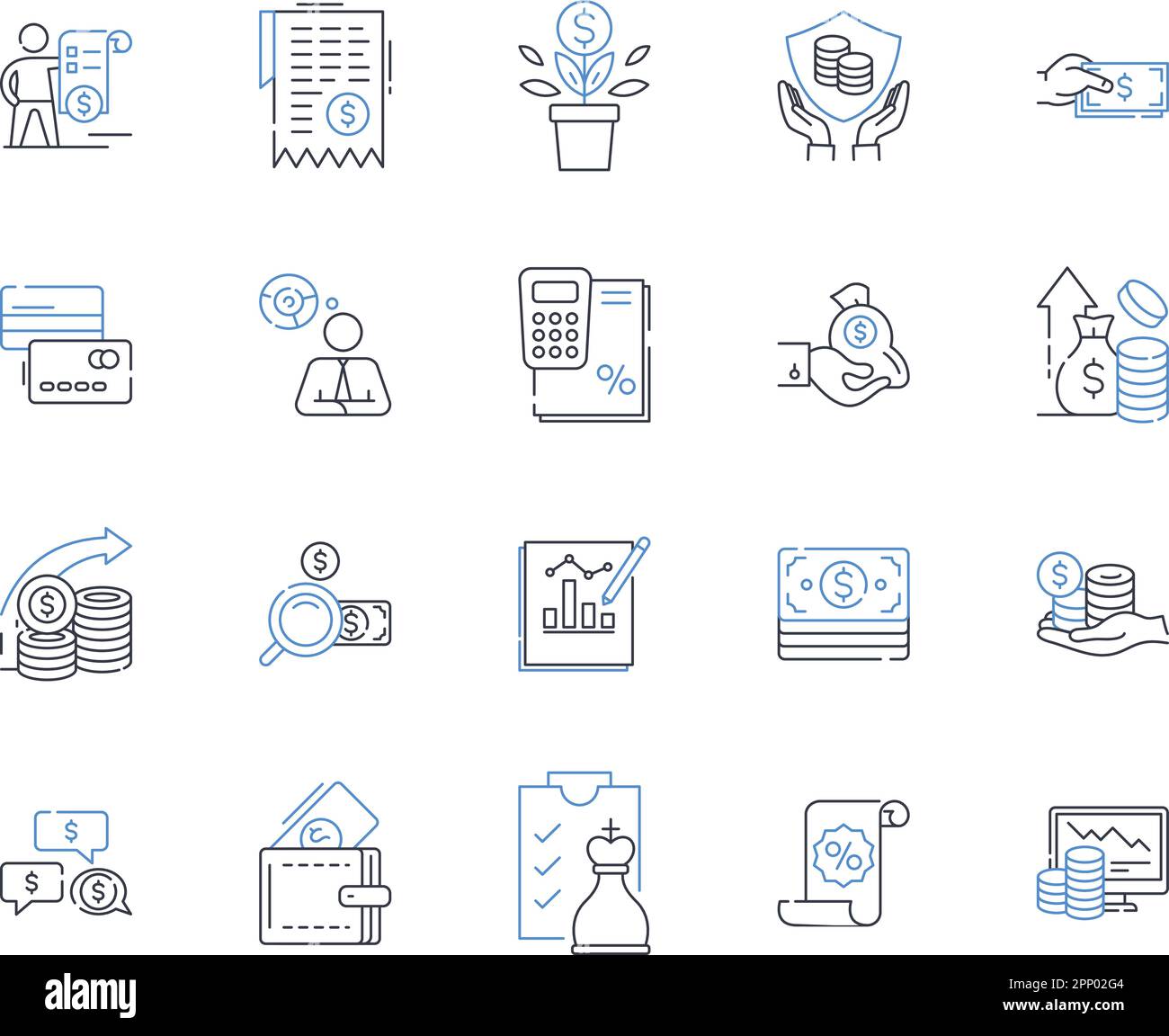 Investment Advisory Service line icons collection. Portfolio