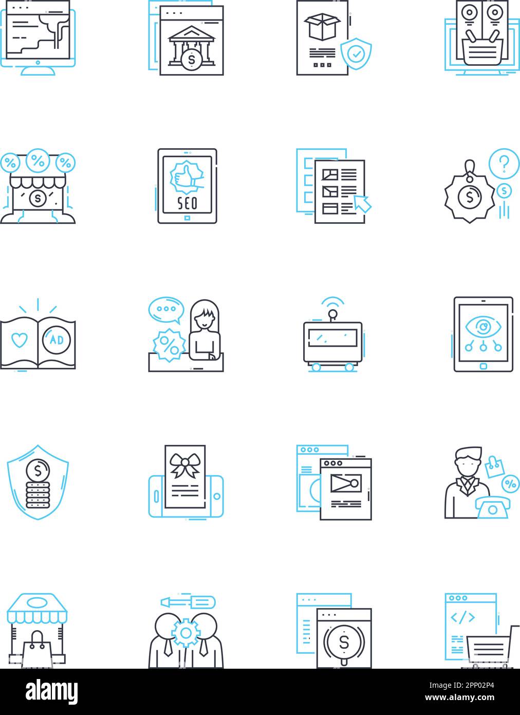 Commercial enterprise linear icons set. Profits, Investment, Innovation ...