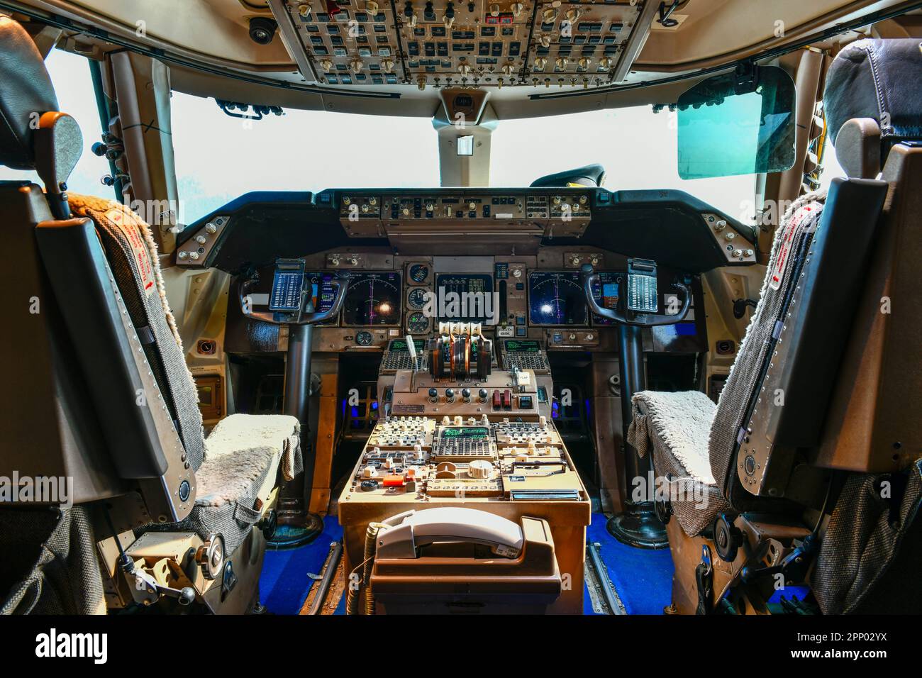 Interior of the cockpit Airplane Stock Photo