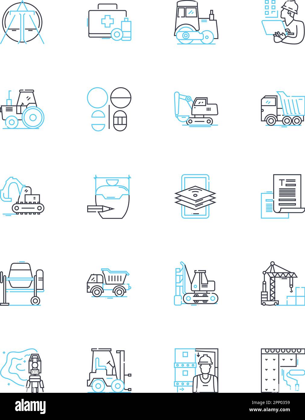 Metropolitan growth linear icons set. Urbanization, Development ...