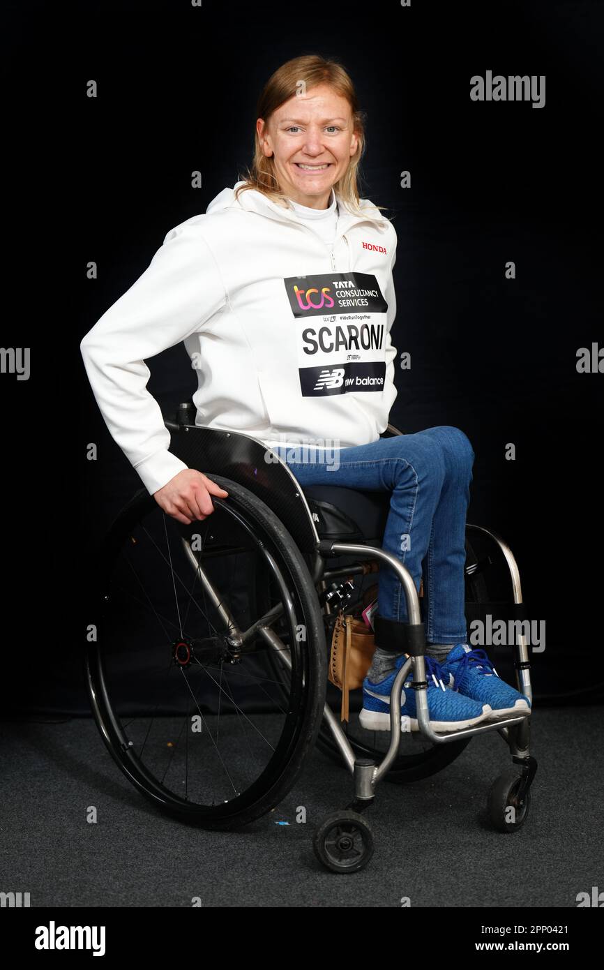 Susannah Scaroni during a photocall held at the TCS London Marathon media centre ahead of the TCS London Marathon 2023 on Sunday. Picture date: Friday April 21, 2023. Stock Photo