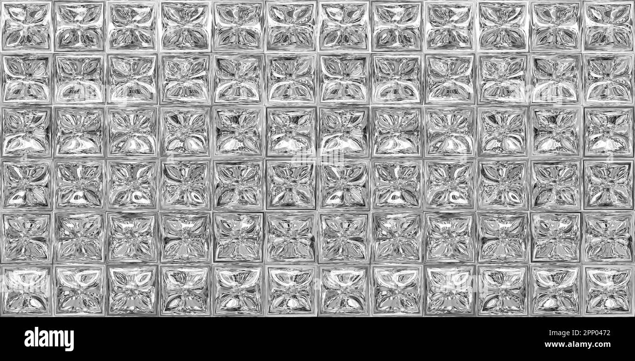 Seamless retro glass block wall background texture overlay. Vintage silver disco ball pattern or