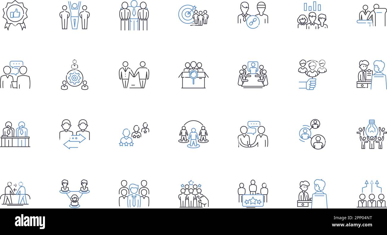 Cohesion Building Line Icons Collection Teamwork Collaboration Unity