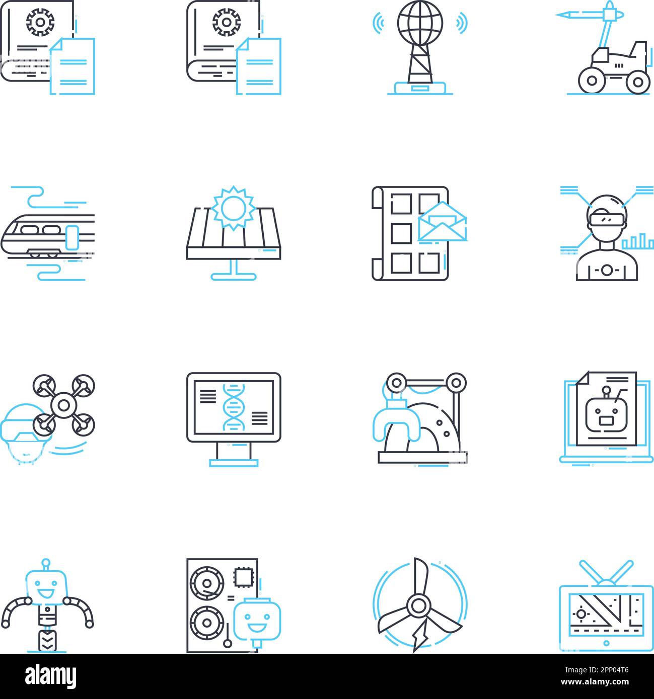 Aerial vehicles linear icons set. Drs, Helicopters, Balloons, Blimps, Planes, Paragliders, Zeppelins line vector and concept signs. Gyroplanes Stock Vector