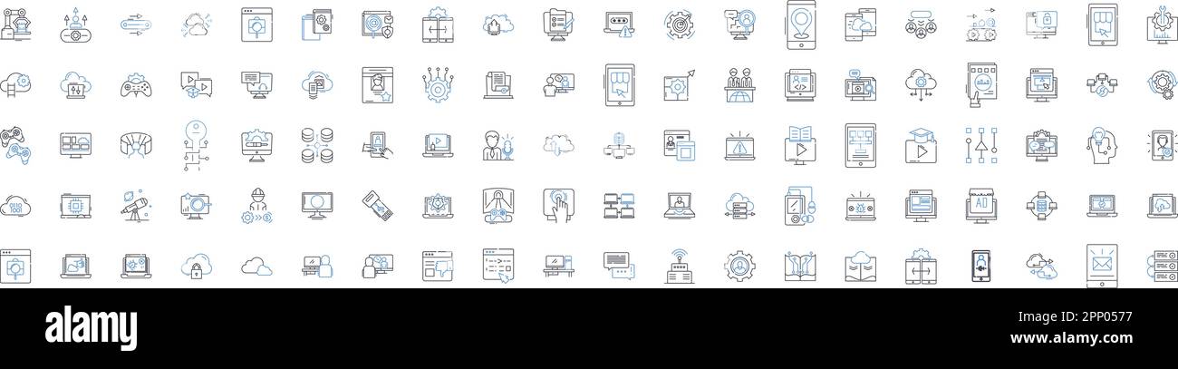 Electronic gadgets line icons collection. Smartph, Headphs, Tablet ...
