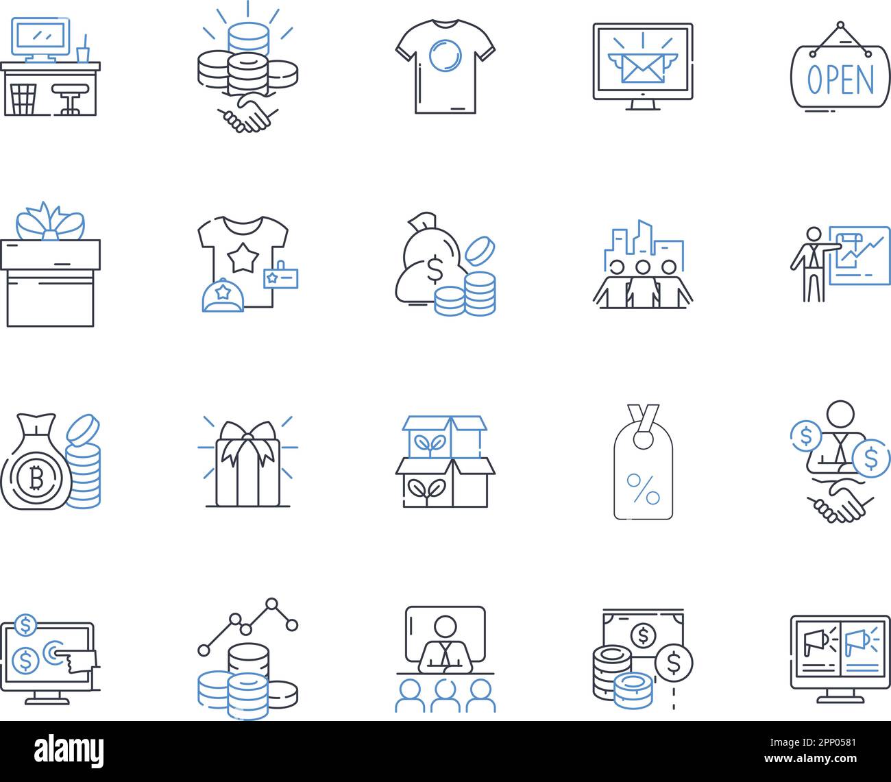 Possess and profit line icons collection. Acquire, Benefit, Capture, Command, Control, Earn, Gain vector and linear illustration. Hoard,Own,Prevail Stock Vector