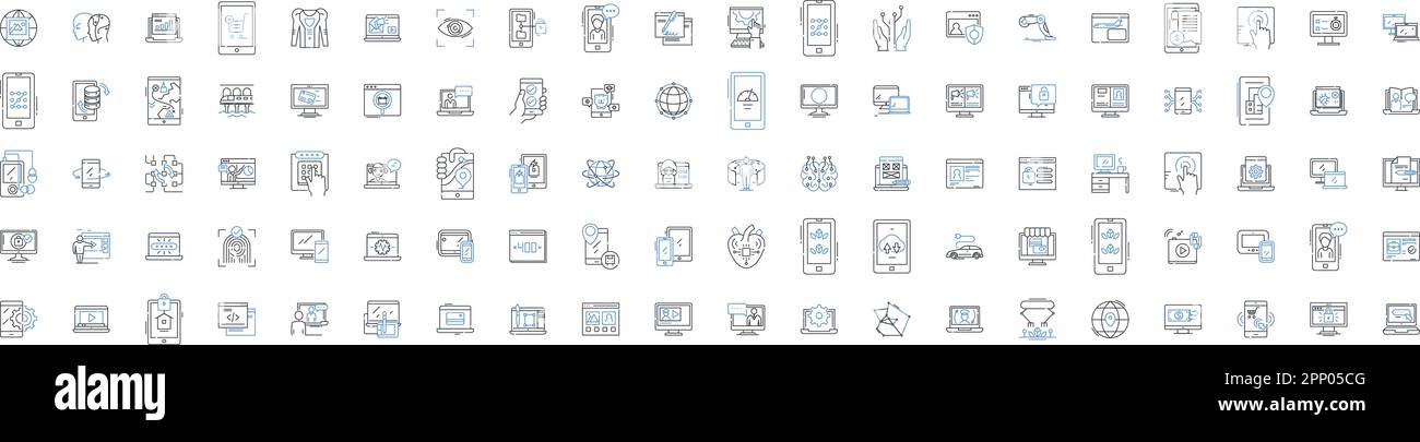 Cyberspace line icons collection. Internet, Virtual, Nerk, Digital, Online, Web, Global vector and linear illustration. Connect,Data,Cybersecurity Stock Vector