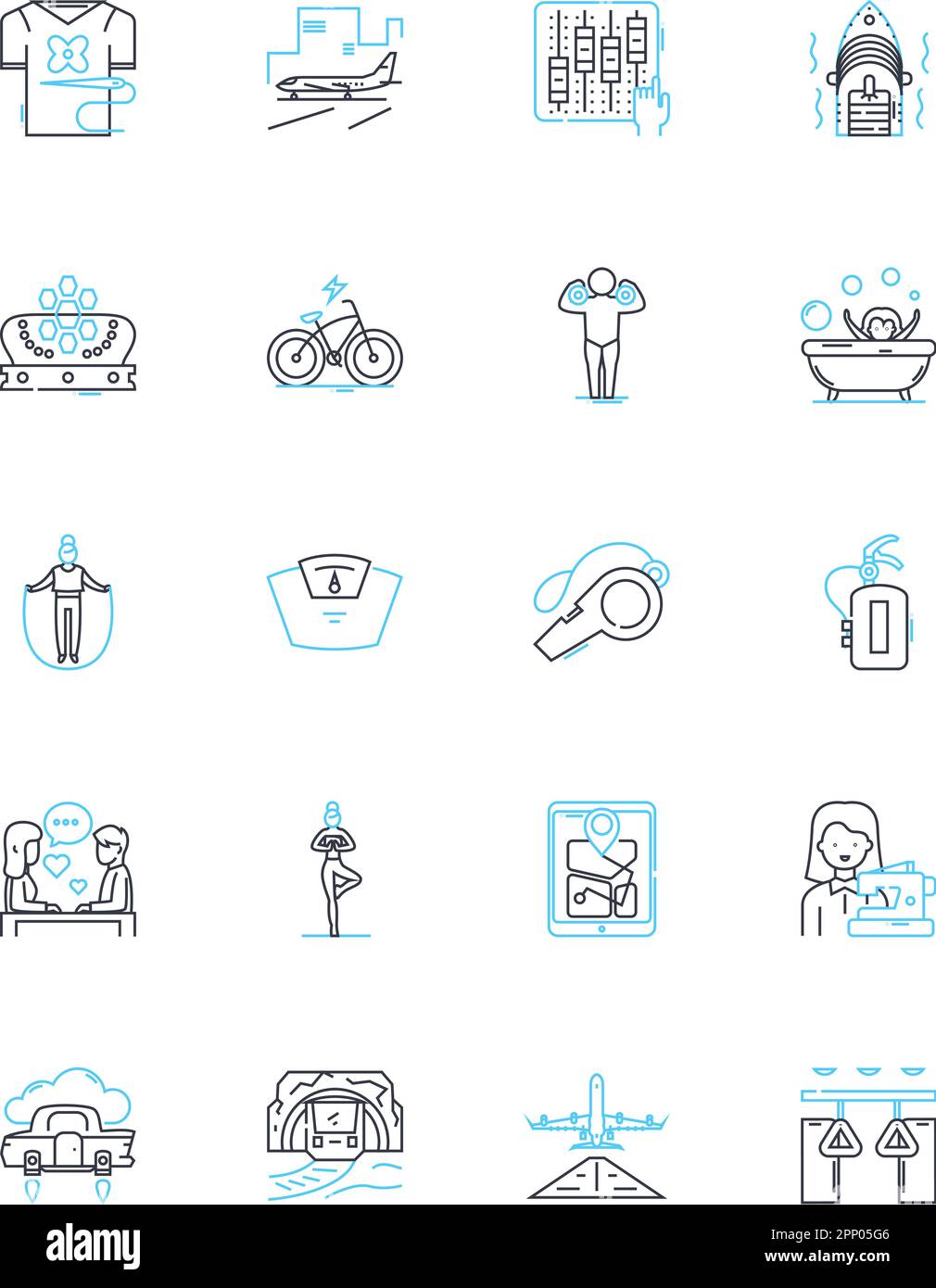 Power Hours linear icons set. Energy, Productivity, Motivation, Focus