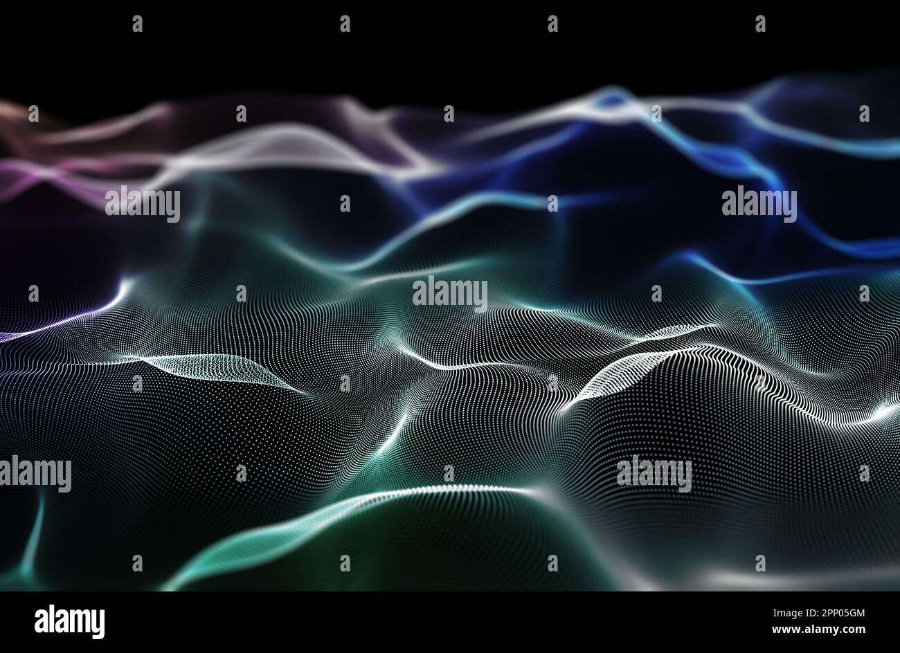 3D render of a digital background with flowing cyber particles Stock ...