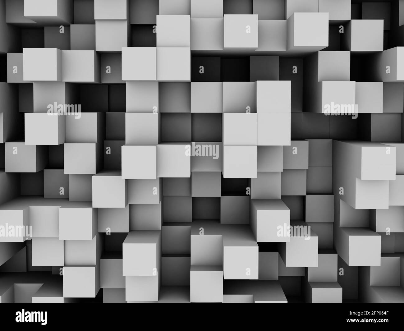3D render of an abstract background with wall of extruding cubes Stock ...