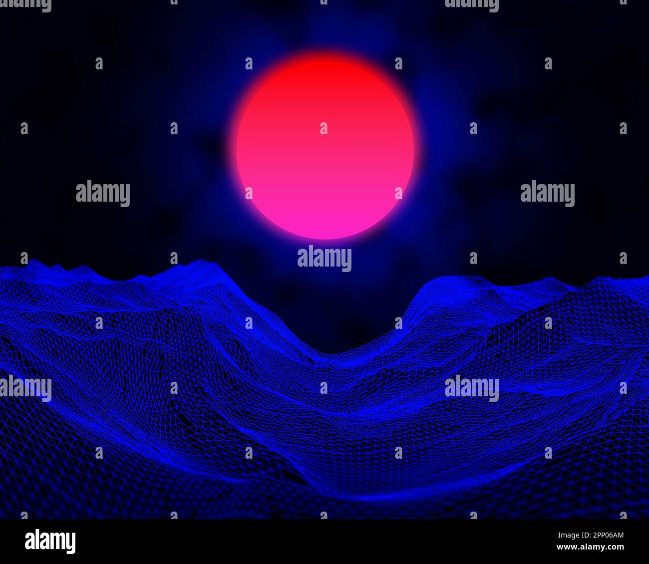 Old Wireframe Renders 3D render of a retro styled wireframe landscape background Stock Photo ...