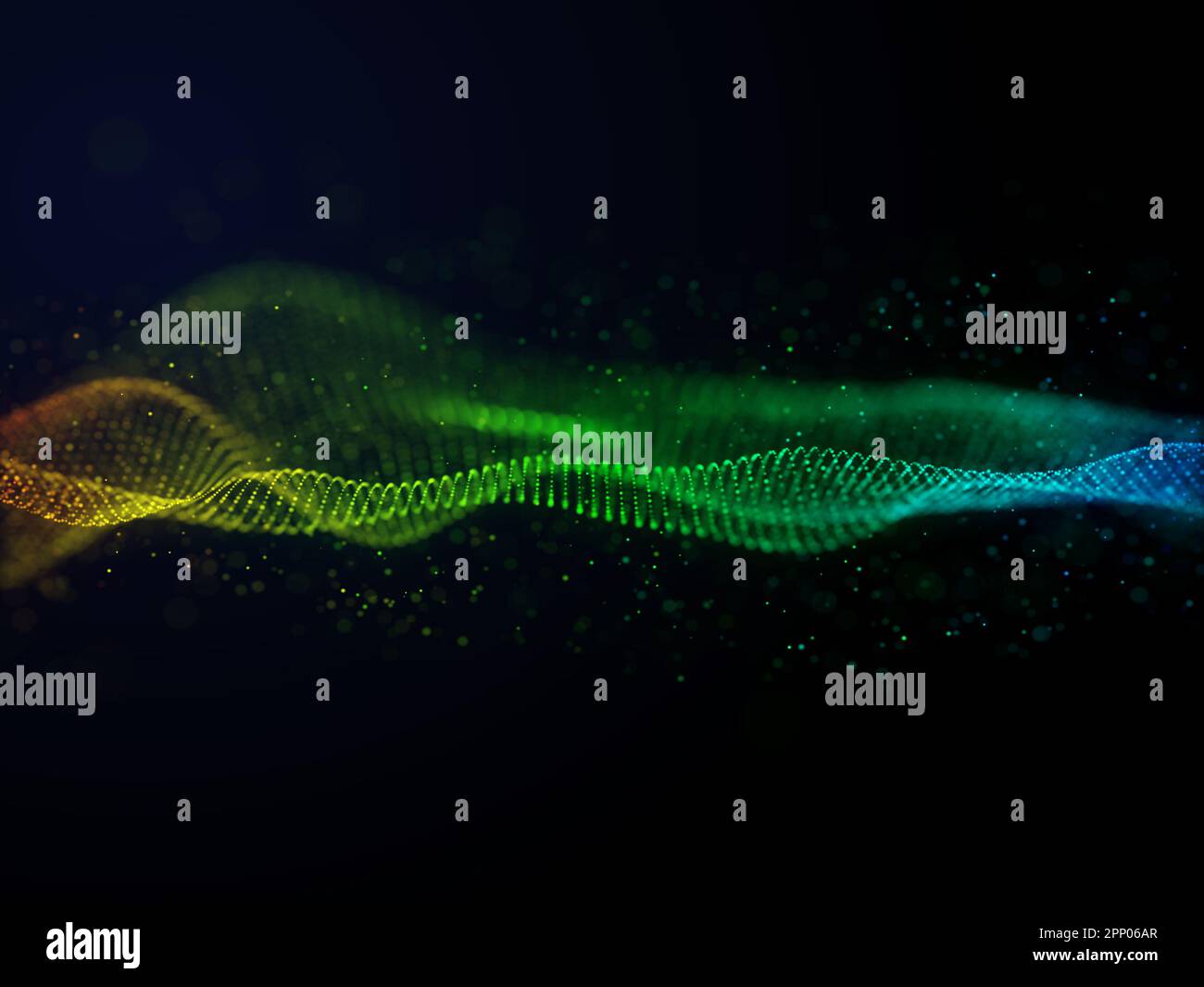 3D render of an abstract background with flowing waves of particles ...