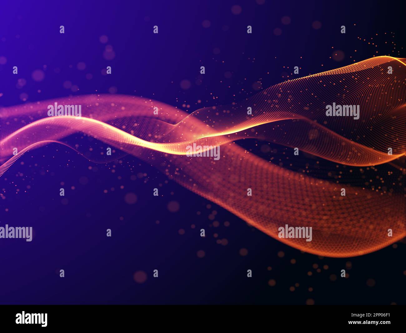 3D render of an abstract background with glowing flowing waves with ...