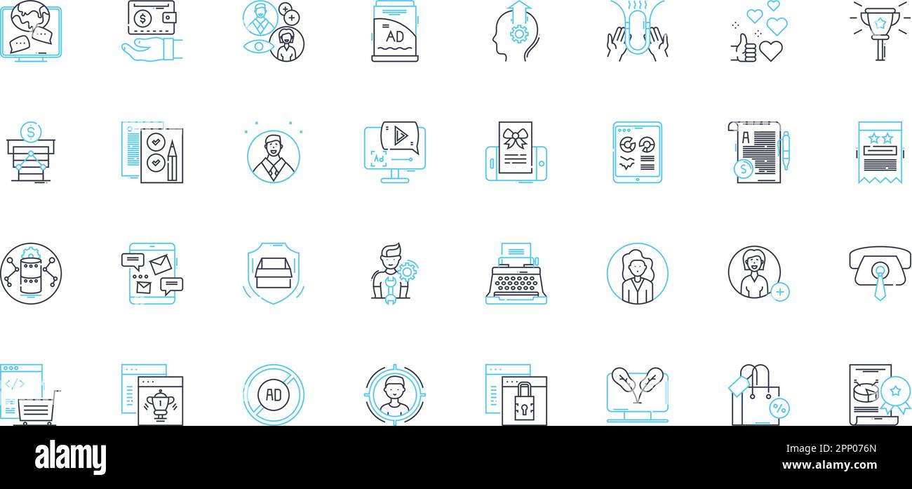 Resource Strategy linear icons set. Alignment, Agility, Allocation , Analytics , Benchmarking, Capacity, Collaboration line vector and concept signs Stock Vector