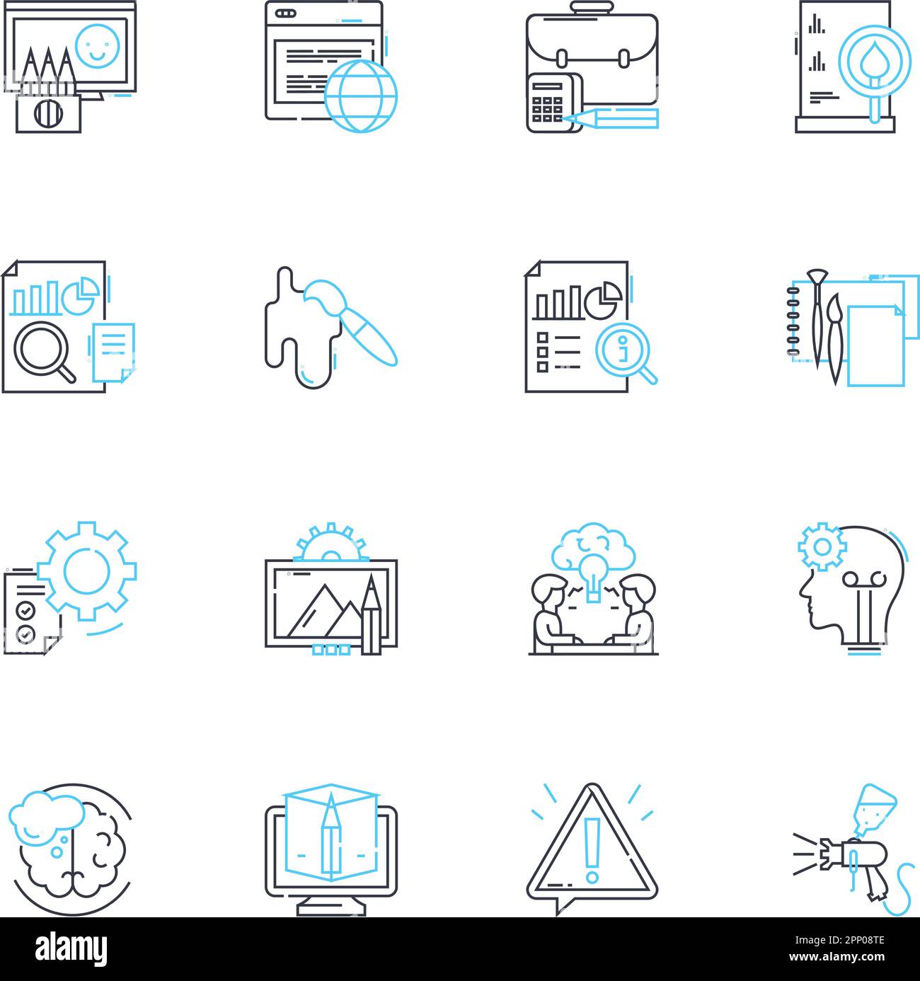 Carpenter linear icons set. Woodworking, Sawdust, Hammer, Nails ...