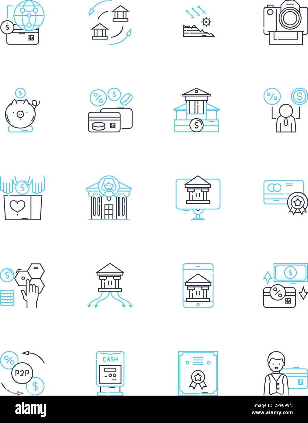 Risk assessment linear icons set. Probability, Vulnerability, Threat