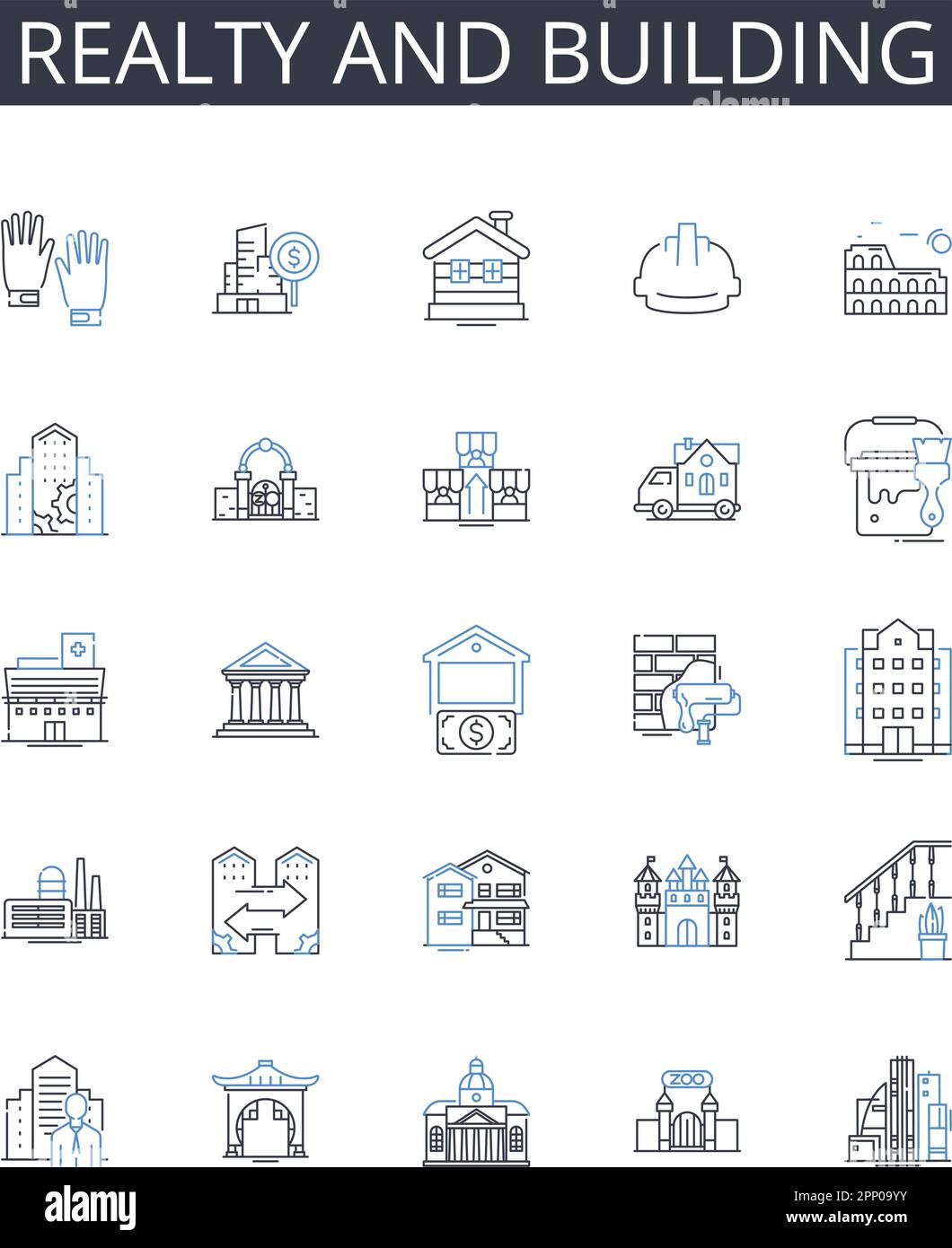 Realty and building line icons collection. Opulence, Extravagance ...
