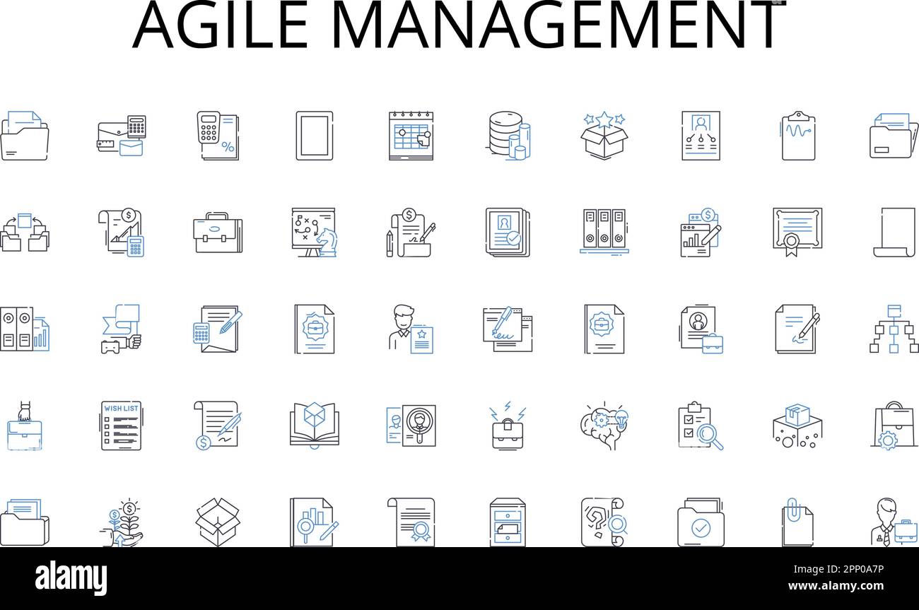Agile management line icons collection. Artifact, Accessory, Appliance, Apparatus, Contraption, Device, Gadget vector and linear illustration Stock Vector