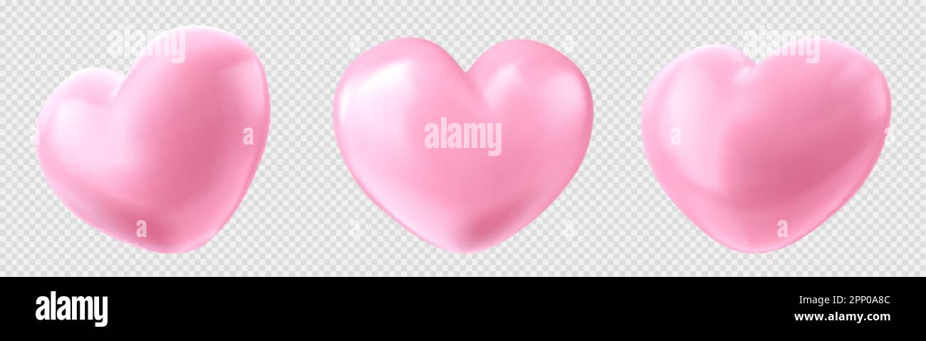 Realistic set of heart shape balloons set isolated on transparent ...