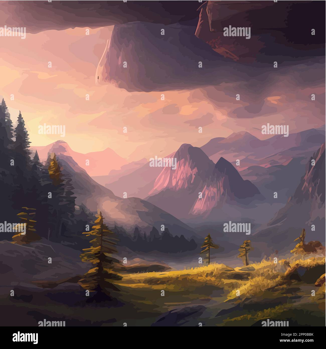 Beautiful river mountain forest. Landscape sharp mountains river bank