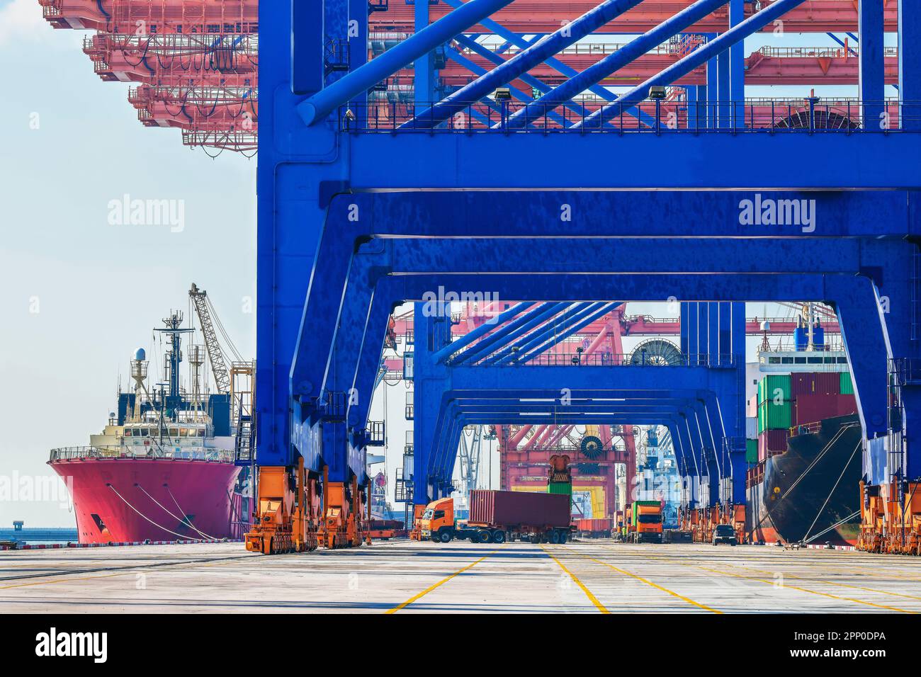 Industrial logistics and transportation of truck in Container yard for