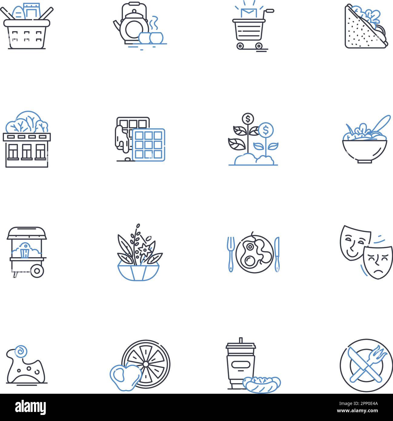 Cake boutique line icons collection. Sweet, Decadent, Delicious 