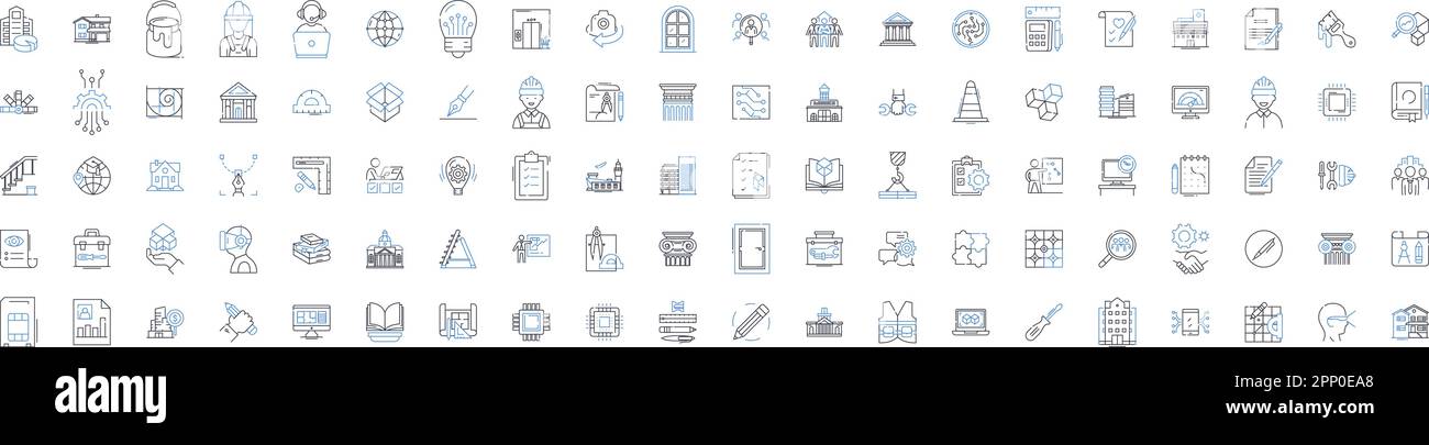 Articulate discourse line icons collection. Eloquence, Persuasion, Debate, Argumentation, Oratory, Rhetoric, Dialectic vector and linear illustration Stock Vector