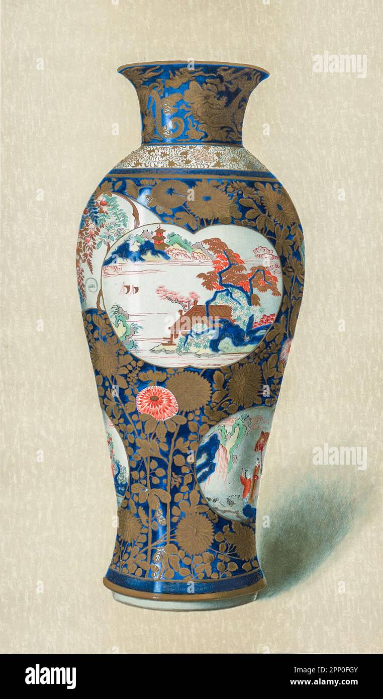 OLD JAPAN IMARI Vase From the book ' ORIENTAL CERAMIC ART COLLECTION OF William Thompson Walters ' Published in 1897 Stock Photo