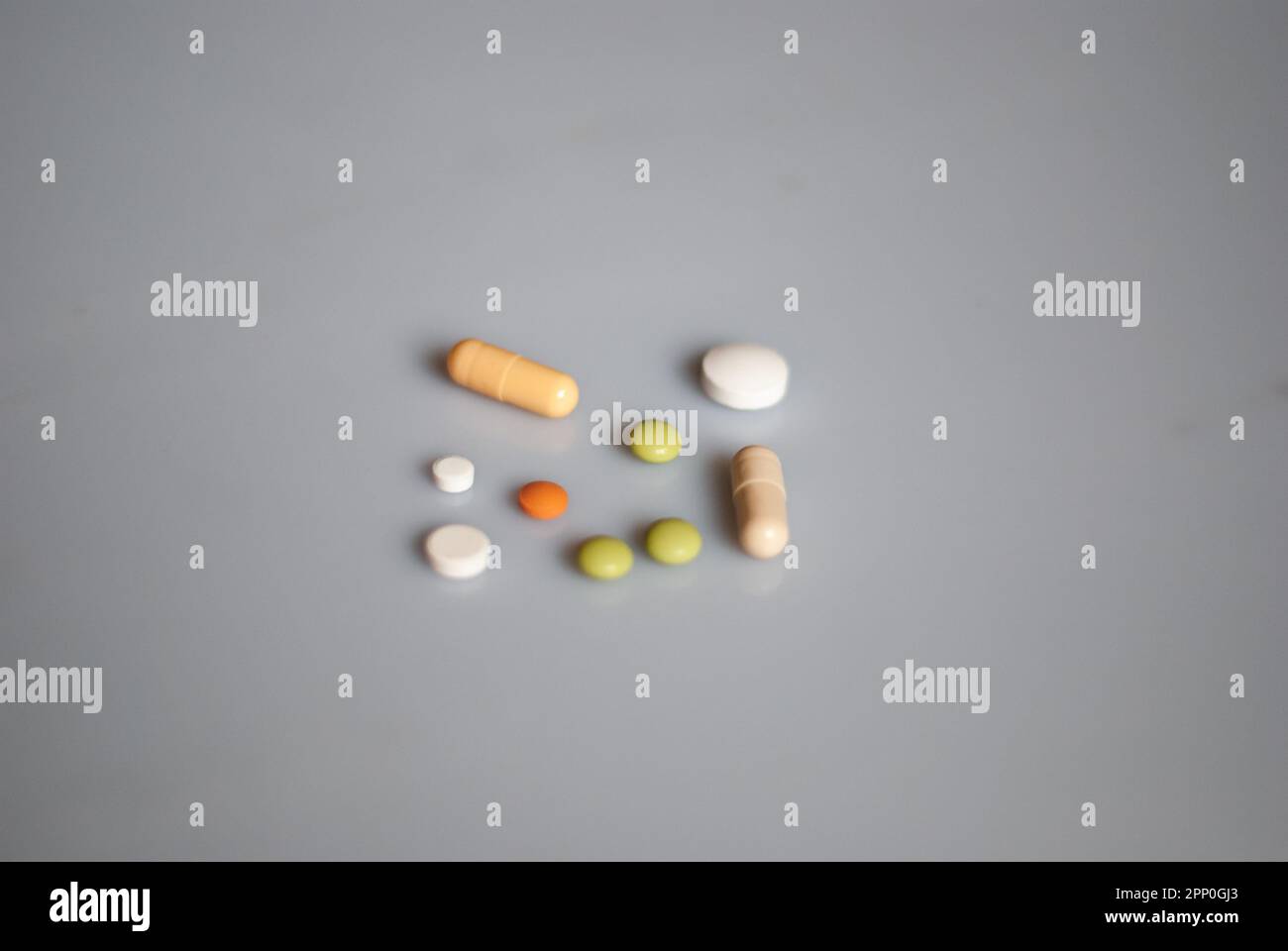 Close up of pills on the white background Stock Photo