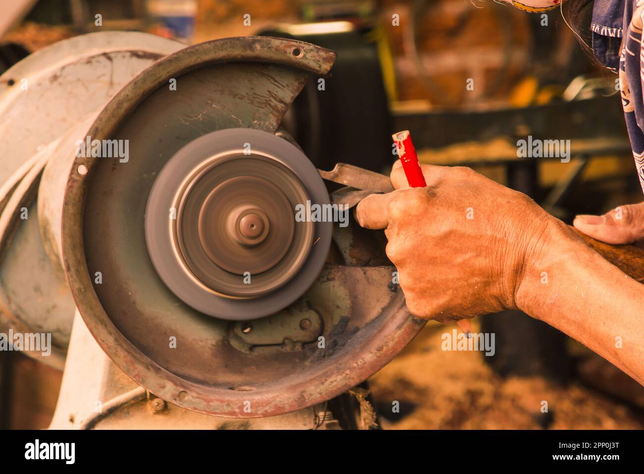 Grindstone Close-up. Electric Knife Sharpening Machine Stock Image - Image  of equipment, industrial: 223006419