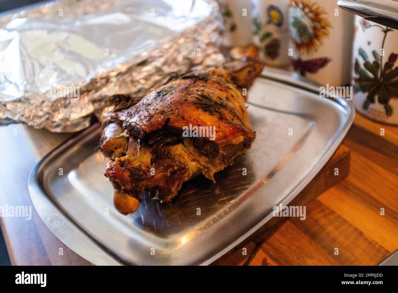 Slow cooked leg of lamb for lunch or dinner UK particularly at Easter
