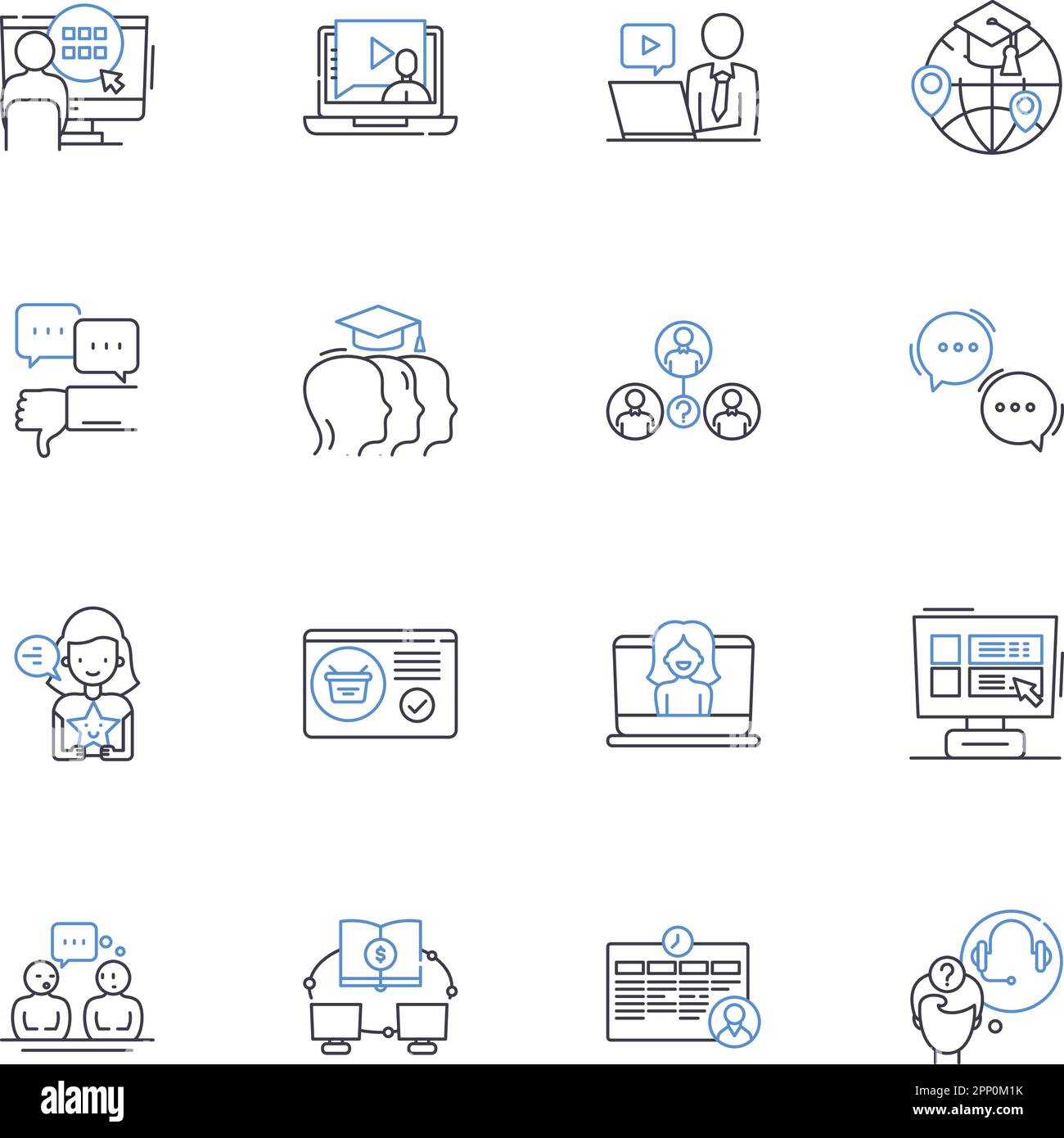 Cyberspace dwellers line icons collection. Netizens, Digital citizens, Online community, Cyberculture, Virtual reality, Webheads, Hackers vector and Stock Vector