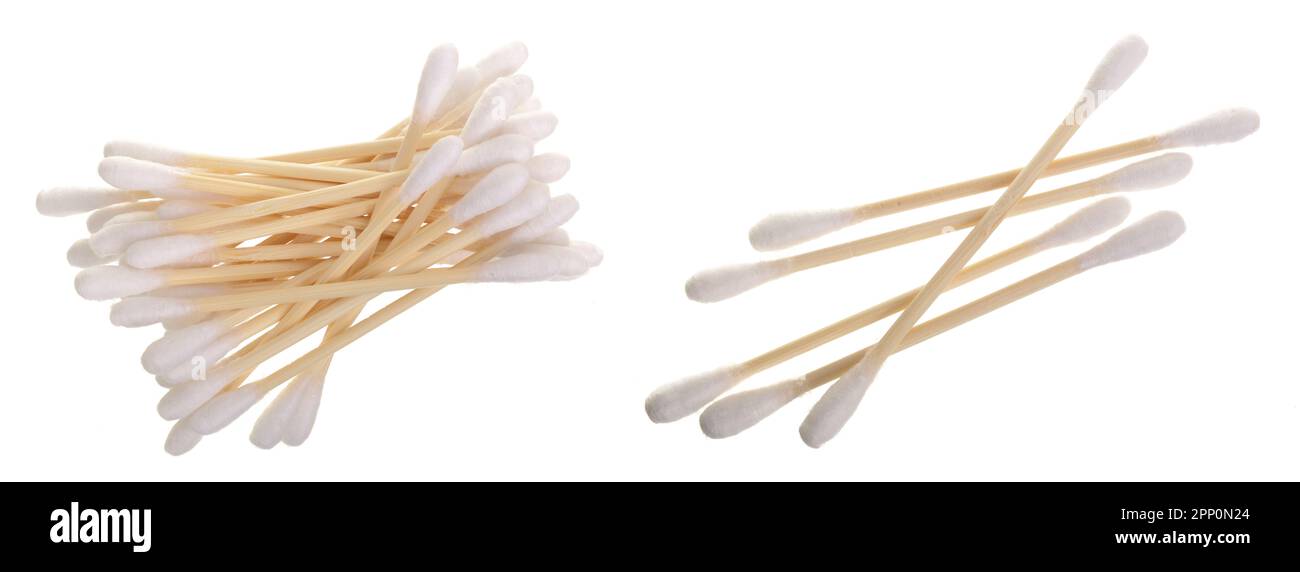 Cotton ear stick isolated on white background macro top view. Flat lay Stock Photo Alamy