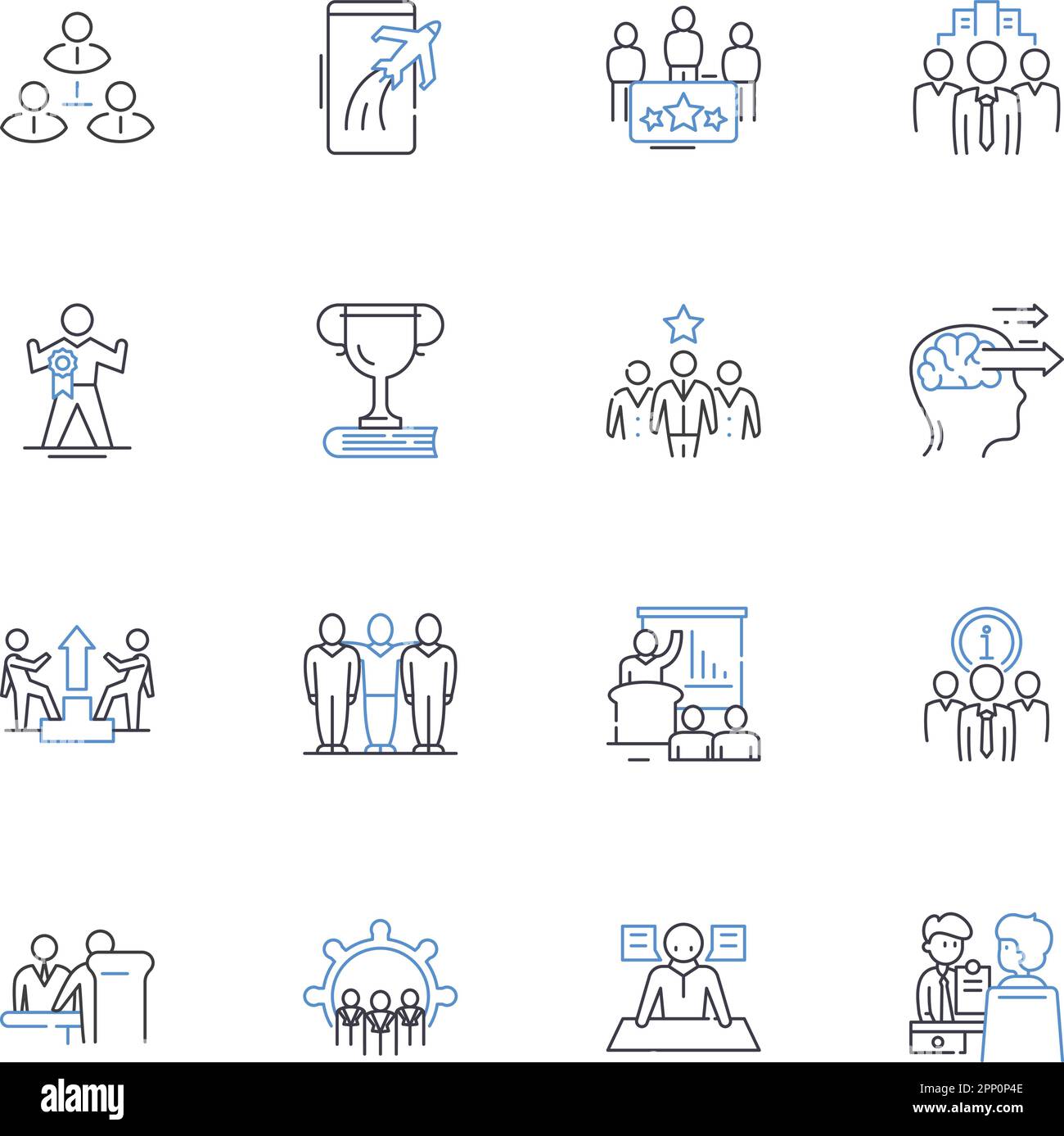 Executive direction line icons collection. Leadership, Vision, Strategy ...