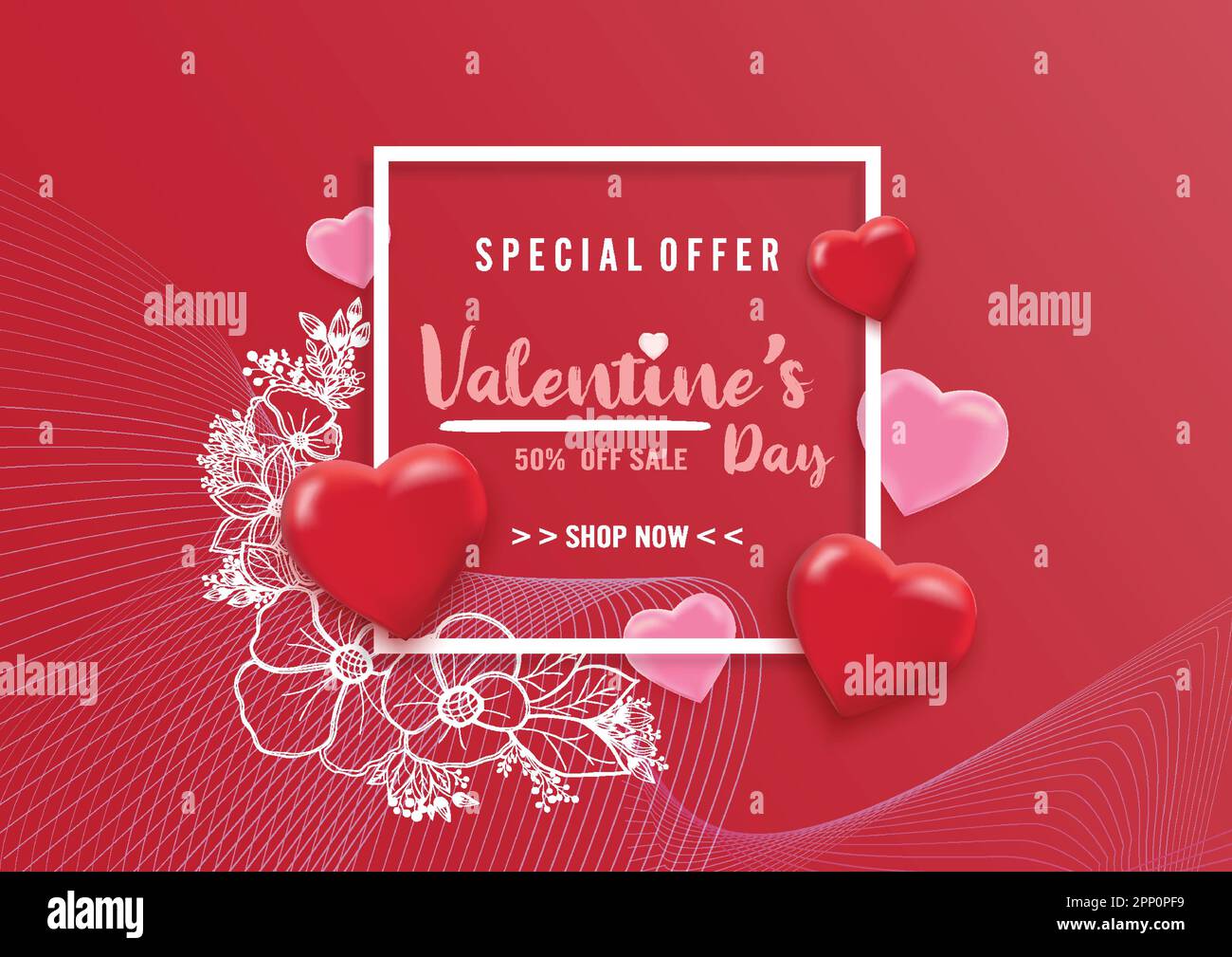 Valentines day sale background with balloons heart pattern. Vector ...